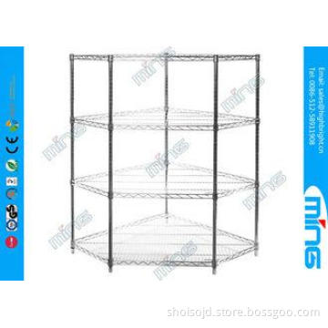 Bulk Storage 3 Tiers Mobile Wire Shelving Corner Units with